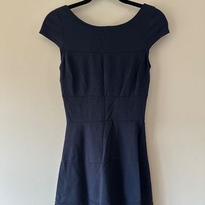 Banana Republic Navy Fit & Flare Dress w/ gold back zipper, Size 0